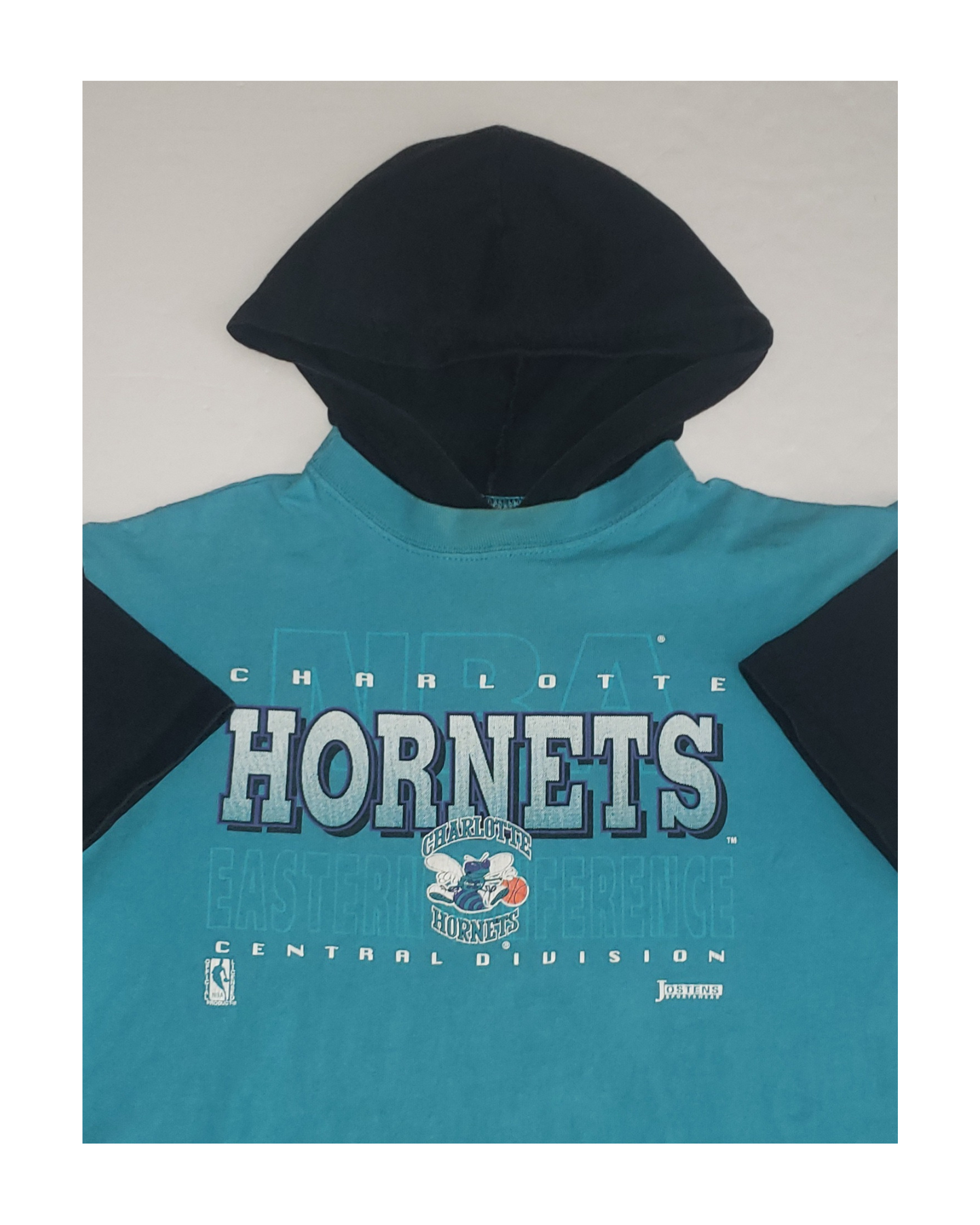 Vintage Charlotte Hornets Hooded 90's T-Shirt Lg