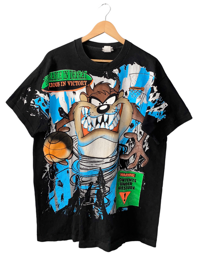 Vintage TAZ Space Jam All Over Print 1996 T-Shirt Lg