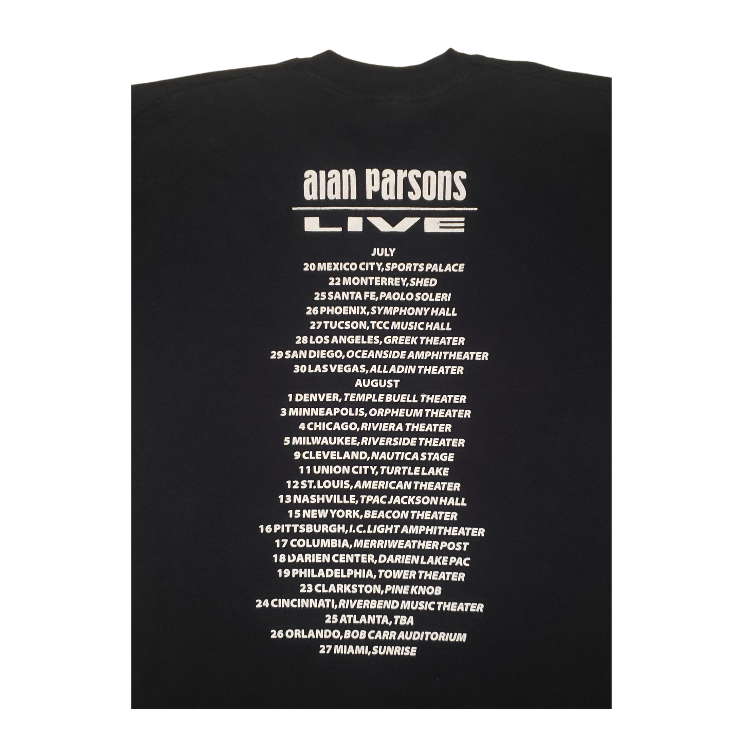 Vintage Alan Parsons Project Live 1995 T-Shirt Lg