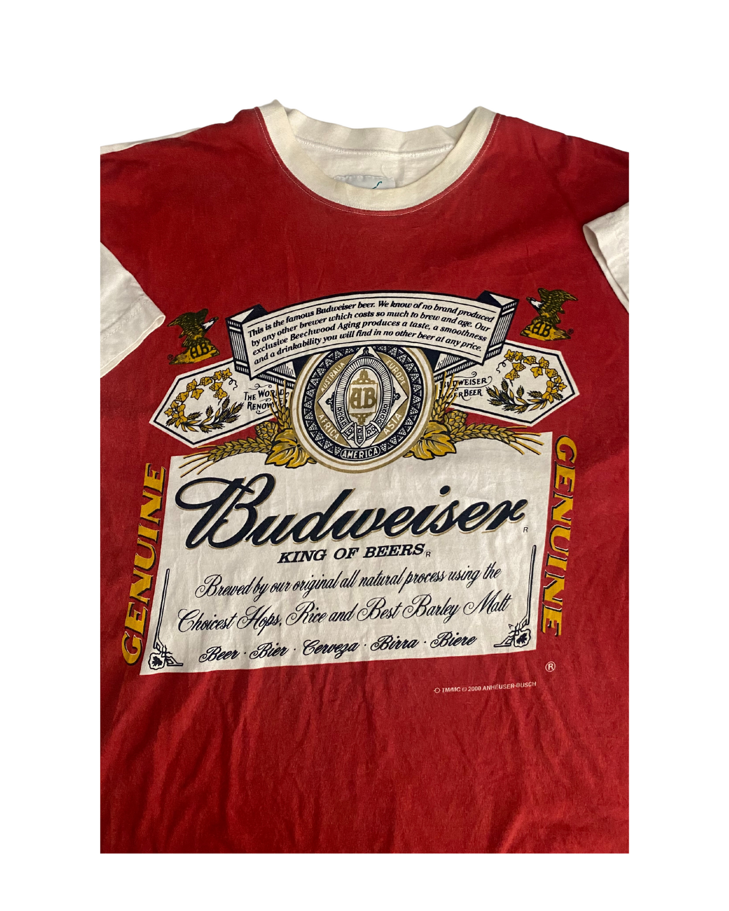 Vintage Budweiser Beer 2000 Ringer T-Shirt Lg