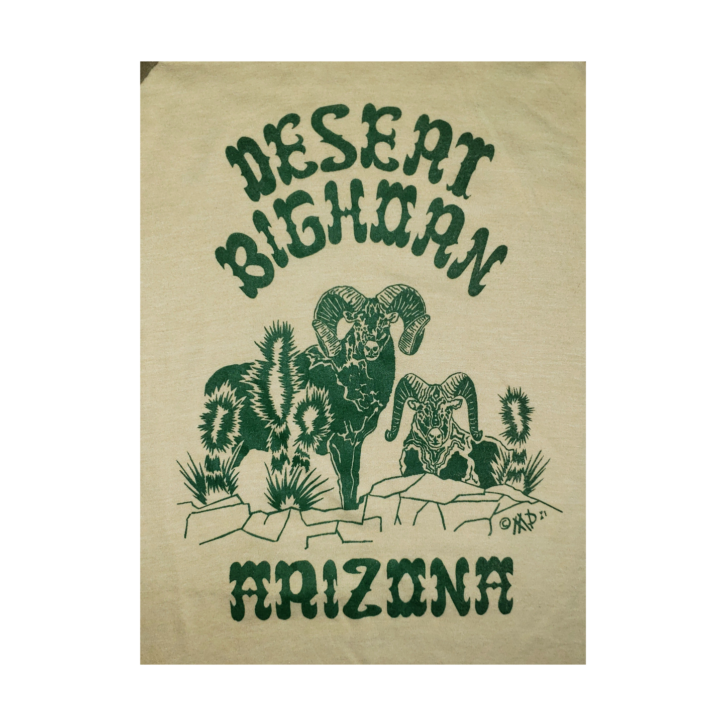 Vintage Desert Bighorn Sheep 80's Arizona Camo Raglan T-Shirt Sm