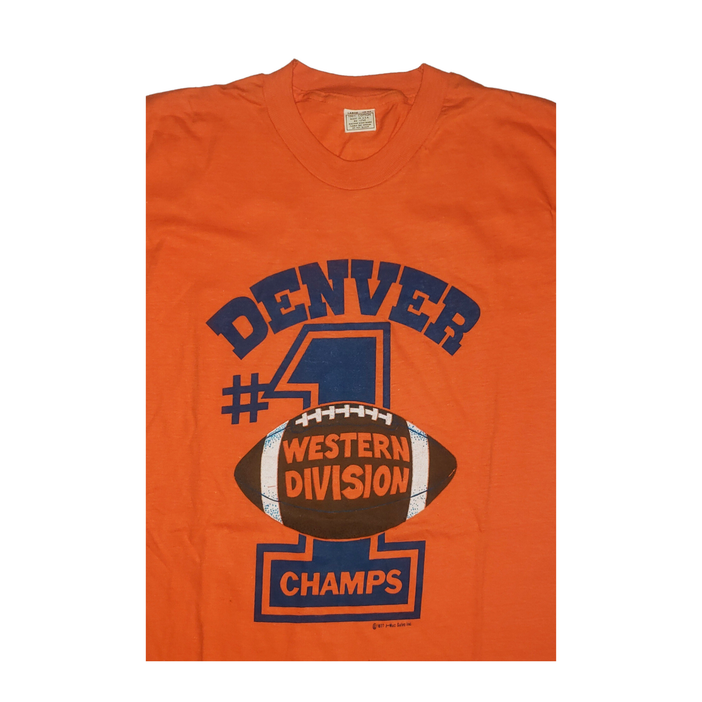 Vintage Denver Broncos Western Division Champs 1977 T-Shirt Lg