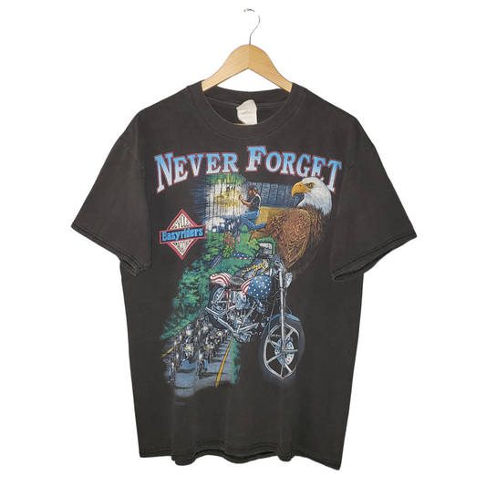 Vintage Easyriders Motorcycle Never Forget Veterans 1995 T-Shirt Lg