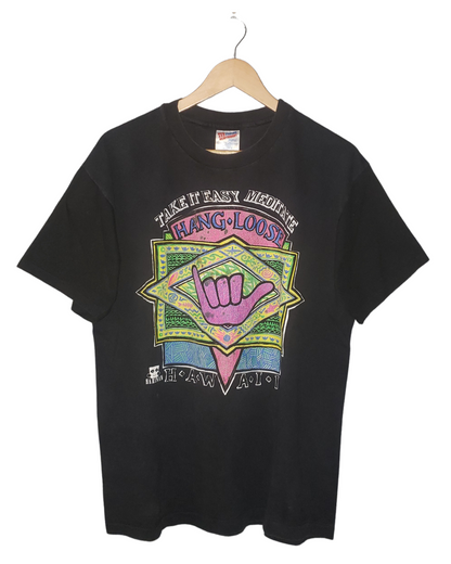 Vintage Hang Loose Hawaii Surf Meditate 90's T-Shirt Lg