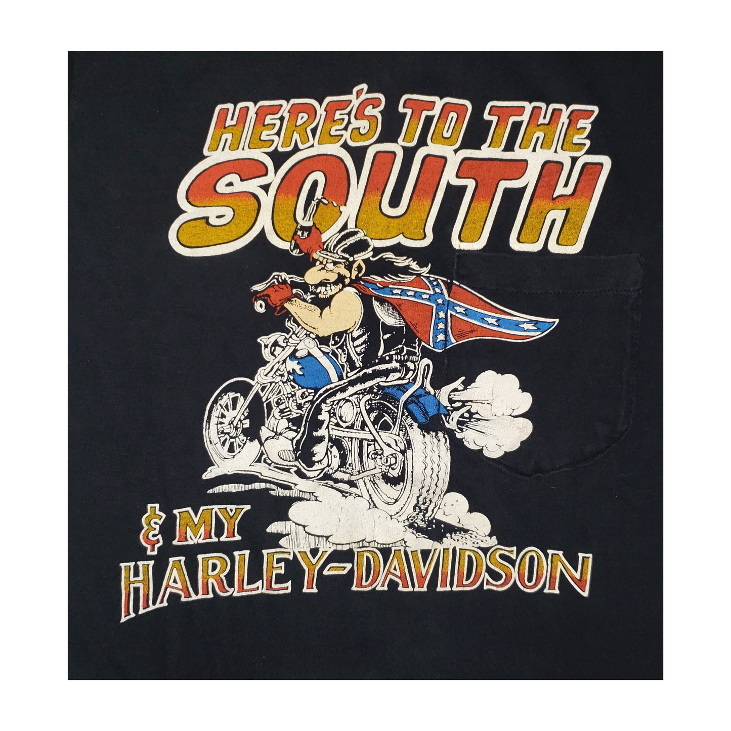 Vintage Harley Davidson Motorcycle 70's/80's Here's To The South USA T-shirt Sm