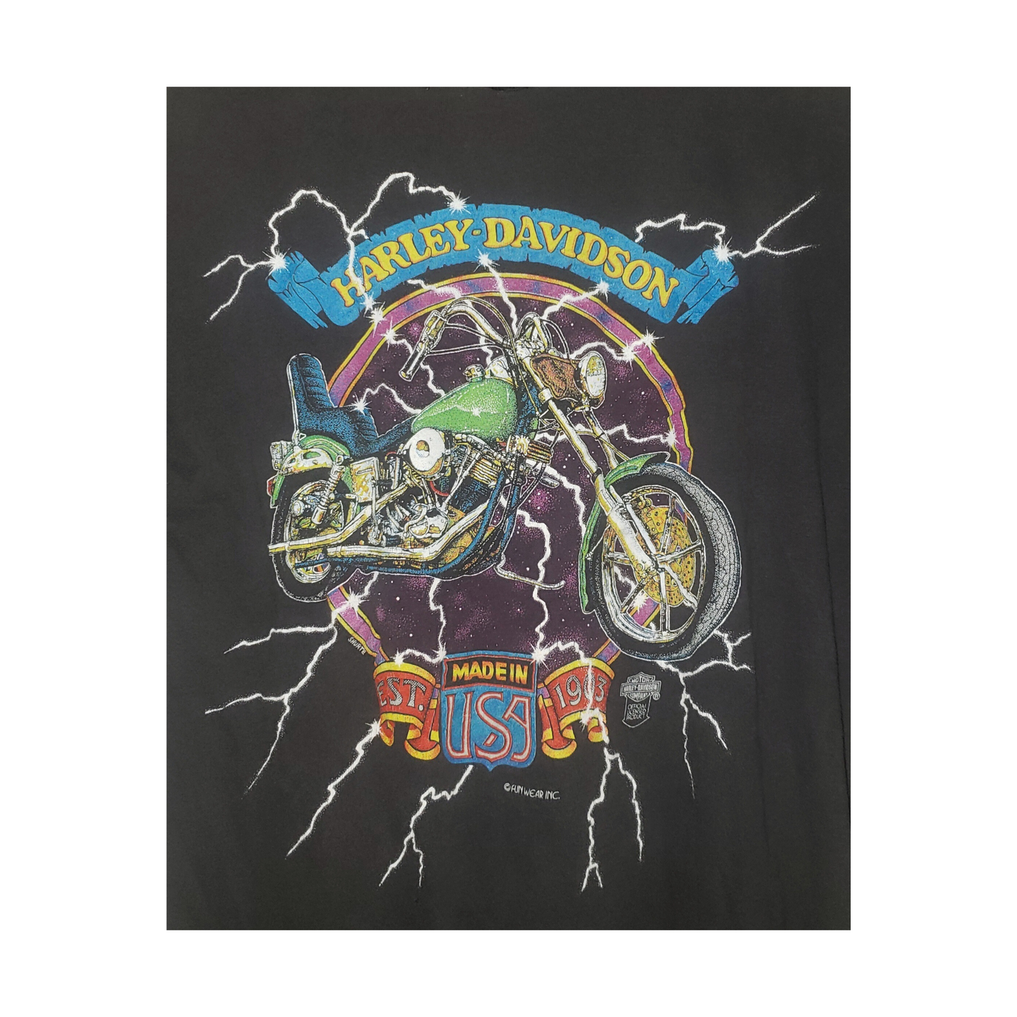 Vintage Harley Davidson Lightning Motorcycle 80's T-Shirt Lg