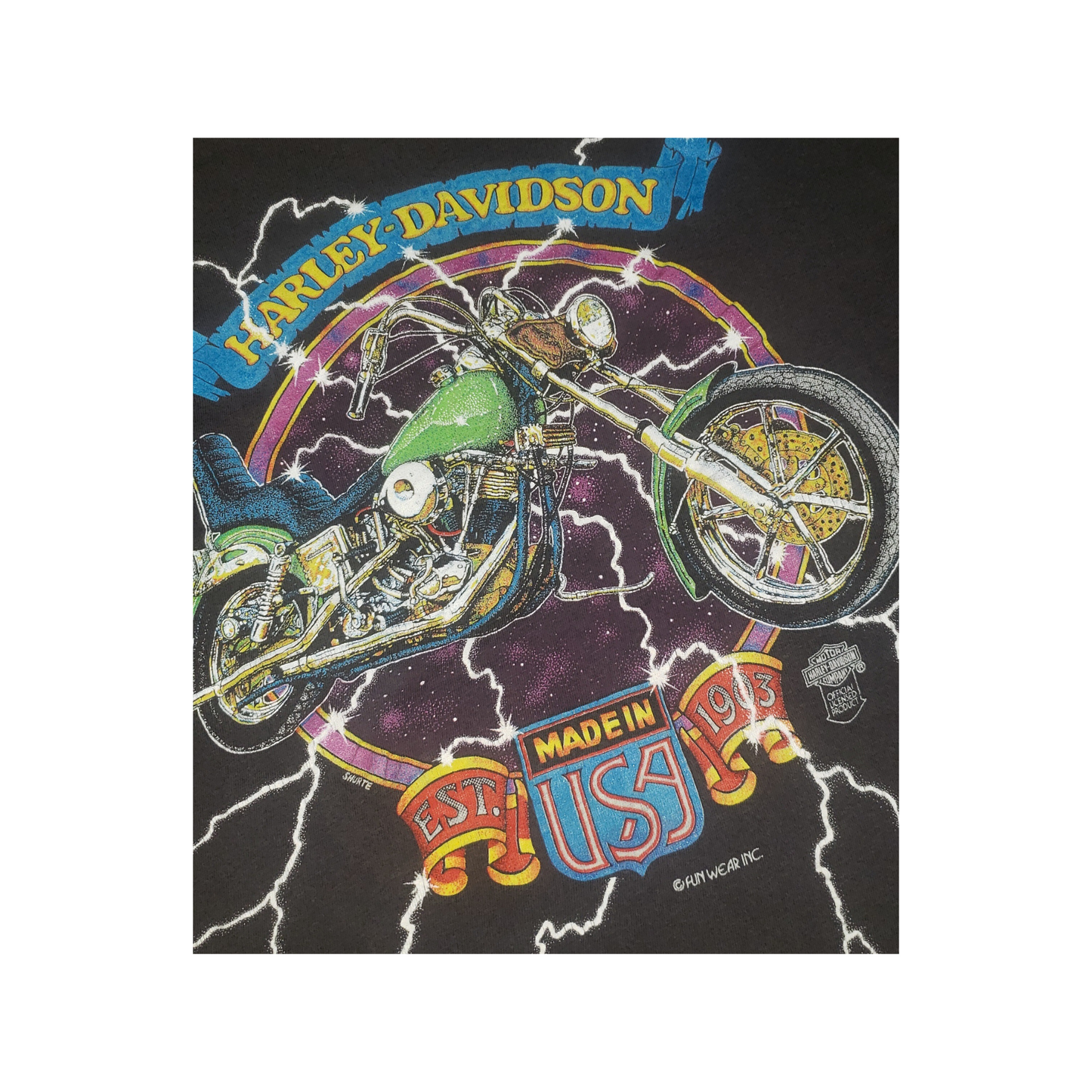 Vintage Harley Davidson Lightning Motorcycle 80's T-Shirt Lg