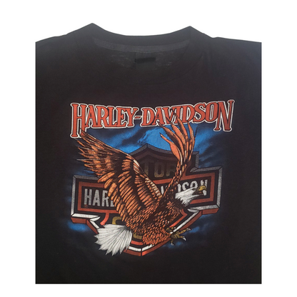 Vintage Harley Davidson Motorcycles 3D Emblem Black Hills 1986 T-Shirt Lg