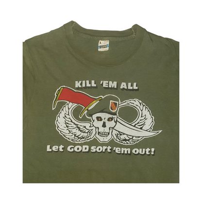 Vintage Kill 'Em All, Let God Sort 'Em Out Military Skull 80's T-Shirt Lg