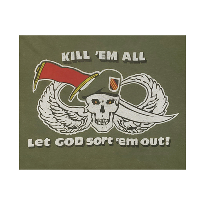 Vintage Kill 'Em All, Let God Sort 'Em Out Military Skull 80's T-Shirt Lg