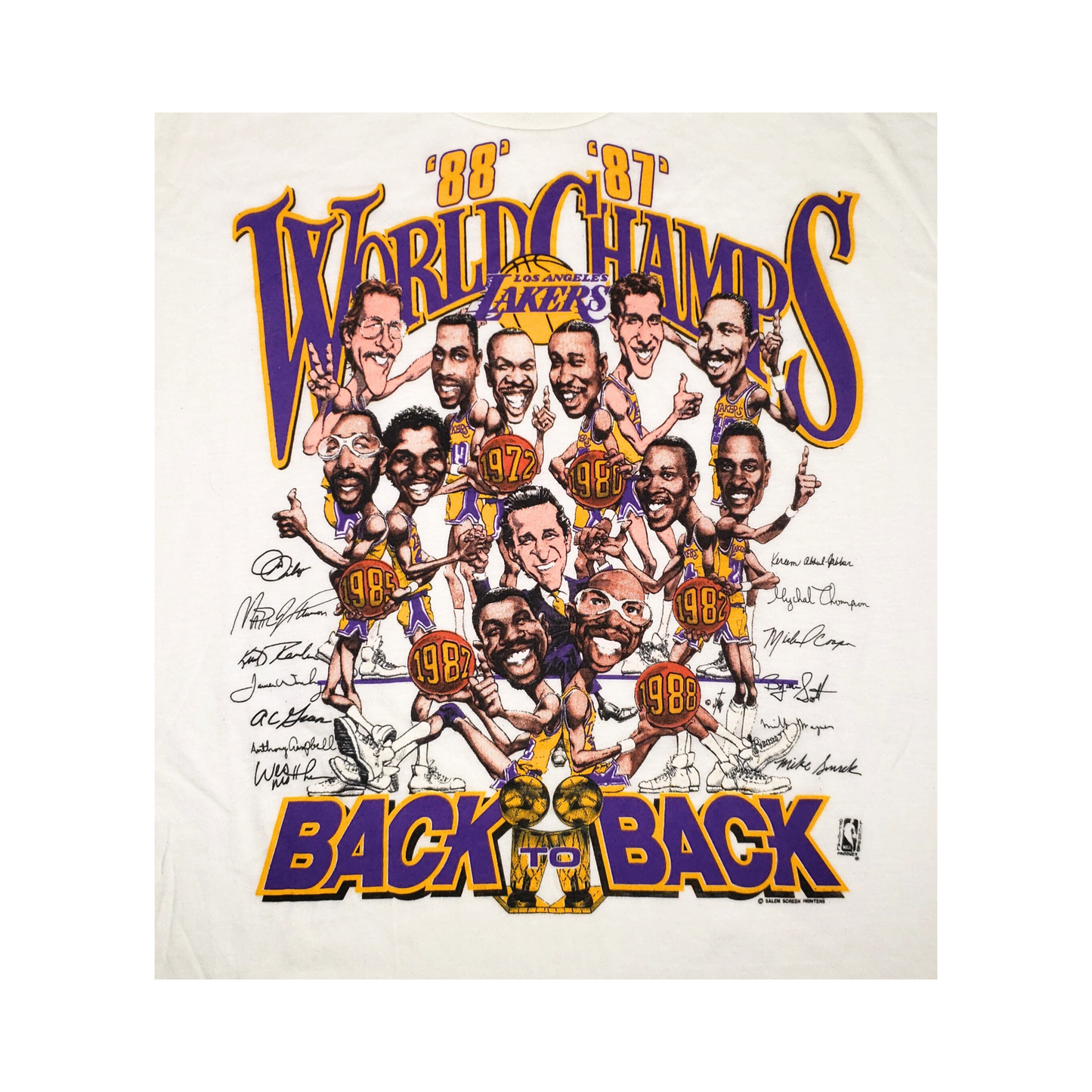 Vintage Los Angeles L.A. Lakers 1987/1988 Back to Back NBA Champs Deadstock 80's T-Shirt XL