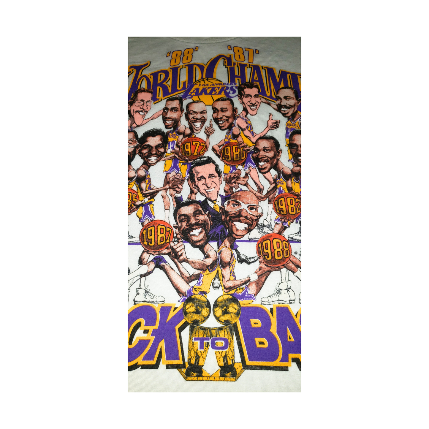 Vintage Los Angeles L.A. Lakers 1987/1988 Back to Back NBA Champs Deadstock 80's T-Shirt XL