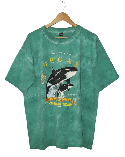 Vintage Orca Whales Animal Republic 1992 Tie Dye T-Shirt XL