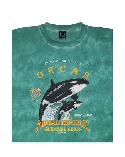 Vintage Orca Whales Animal Republic 1992 Tie Dye T-Shirt XL