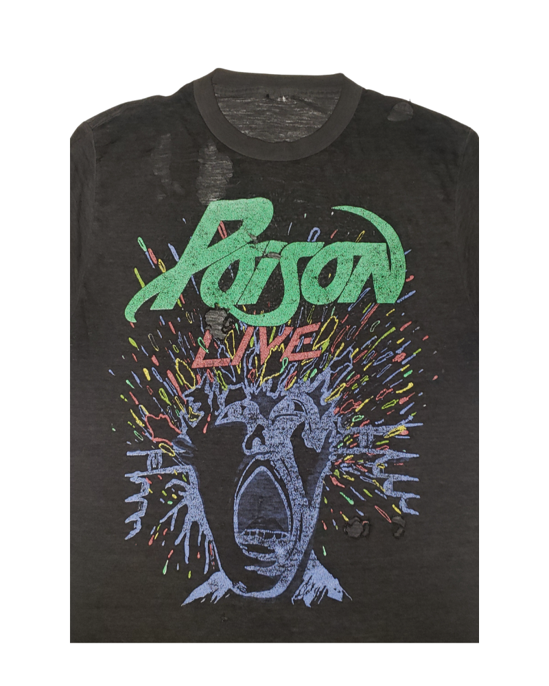 Vintage Poison Live 1988 Thrashed T-Shirt Md