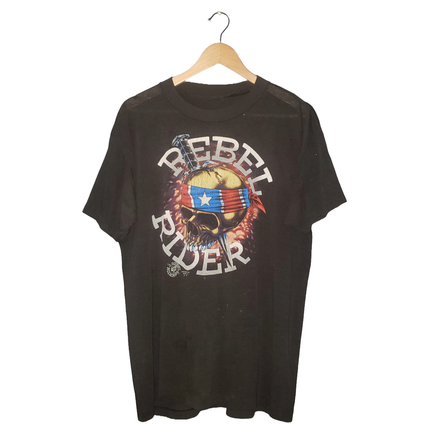 Vintage Rebel Rider Just Brass Skull 1991 T-Shirt XL