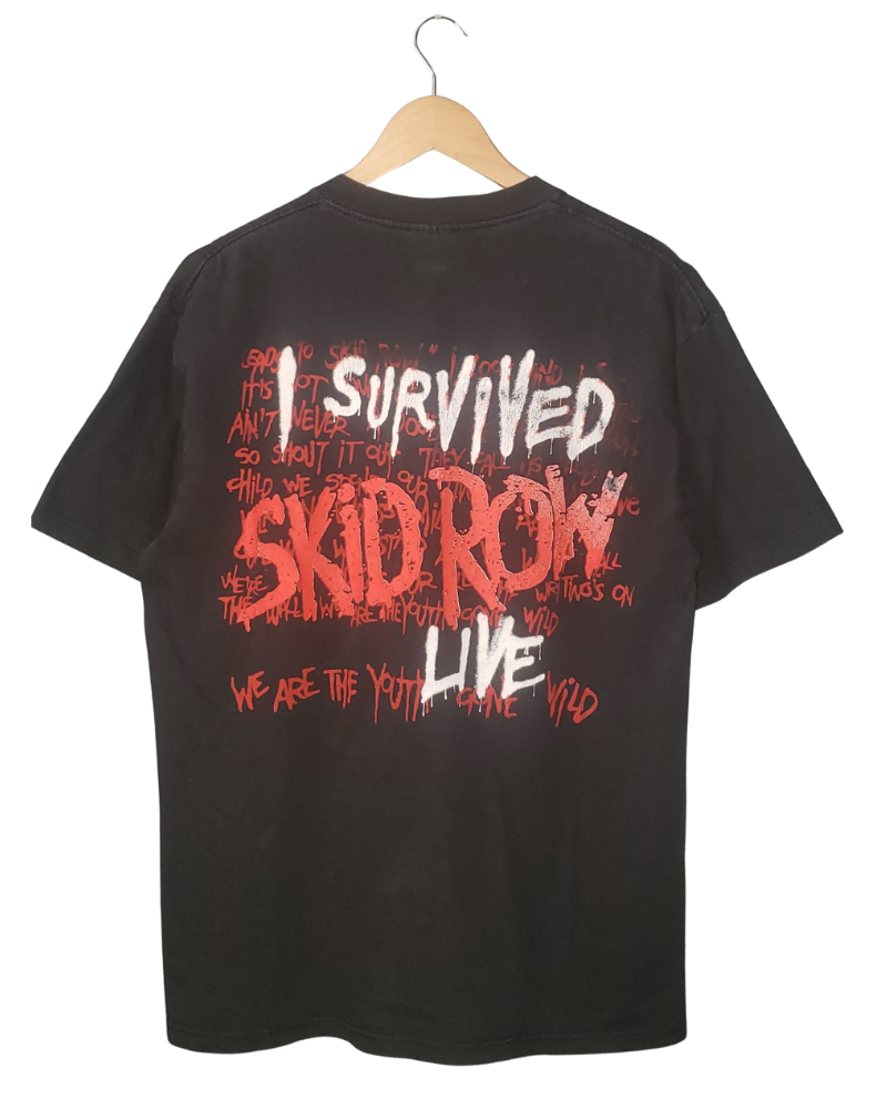 Vintage Skid Row Survived Live AOP 1990 T-Shirt Lg