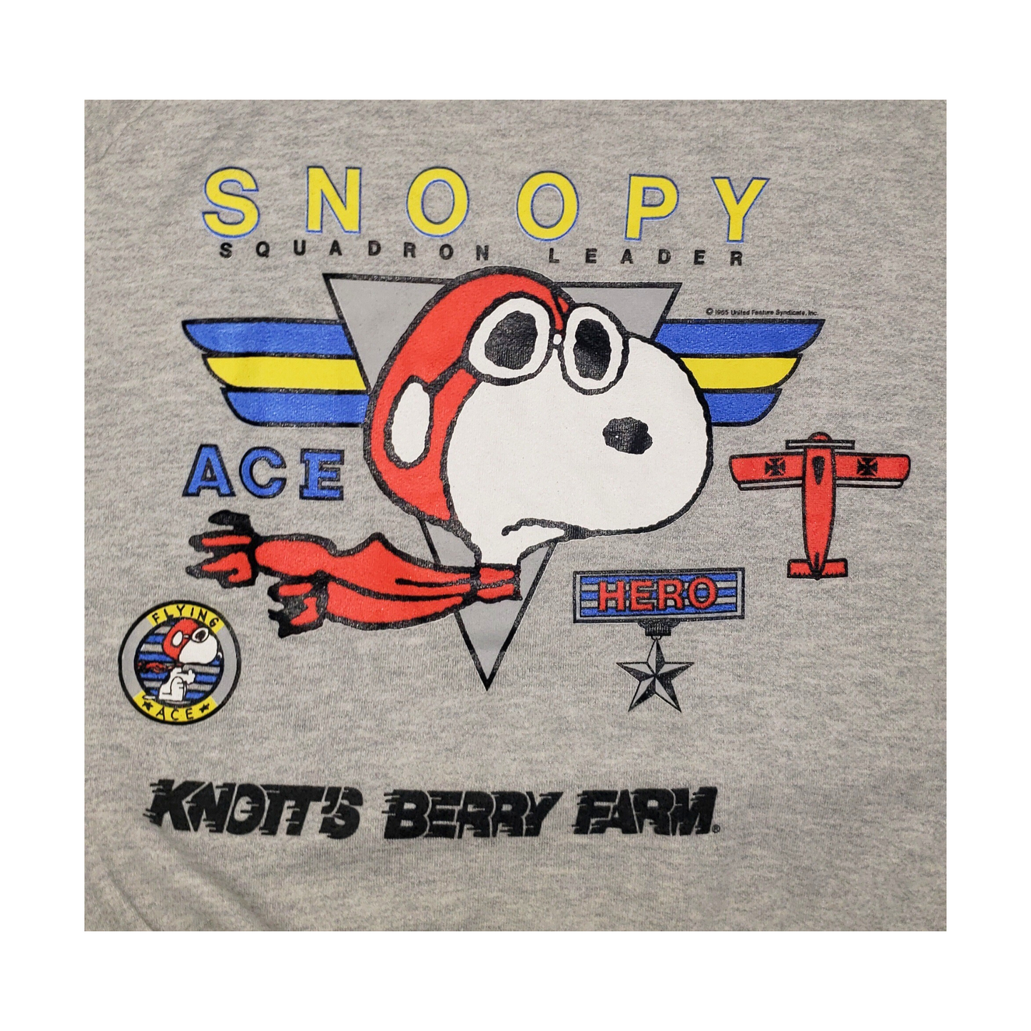 Vintage Snoopy Squadron Fighter Red Baron 1965 Crewneck Sweatshirt XL