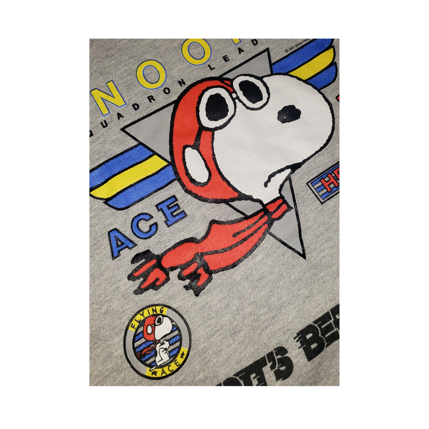 Vintage Snoopy Squadron Fighter Red Baron 1965 Crewneck Sweatshirt XL